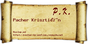 Pacher Krisztián névjegykártya