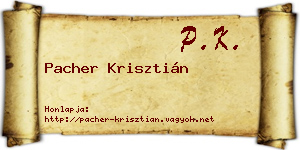 Pacher Krisztián névjegykártya